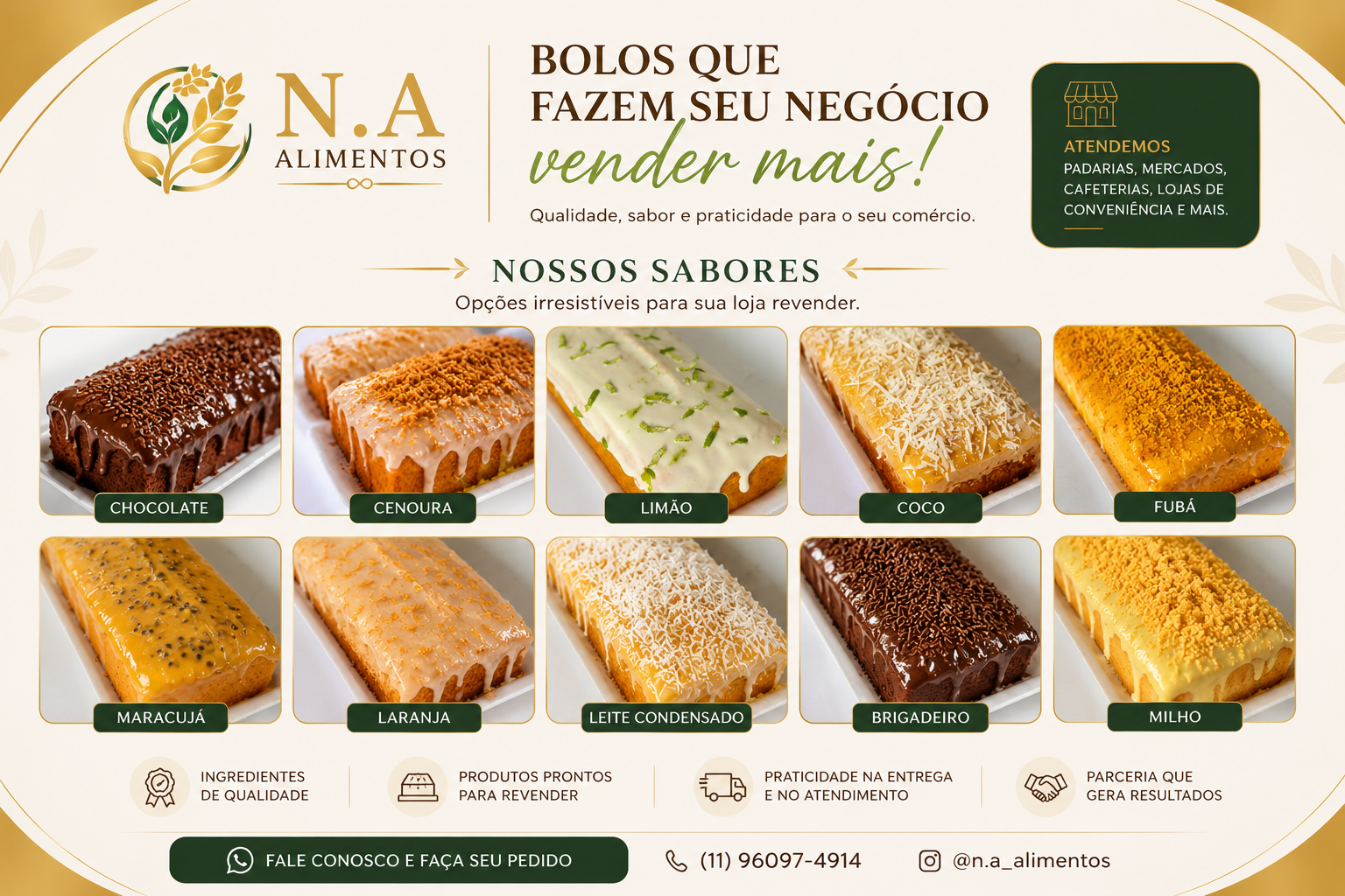 Linha de bolos N.A Alimentos